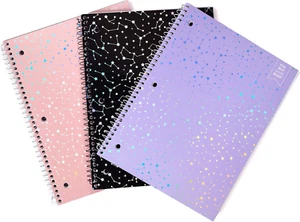 College Ruled 8 X 10.5” Spiral Notebook Set – 3-Pack of 1 Subject Notebooks, Pin - Picture 1 of 12