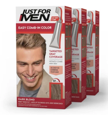 Color de cabello fácil peinado Just For Men, rubio oscuro A-15, sin mezcla, paquete de 3 Foto 1 de 4