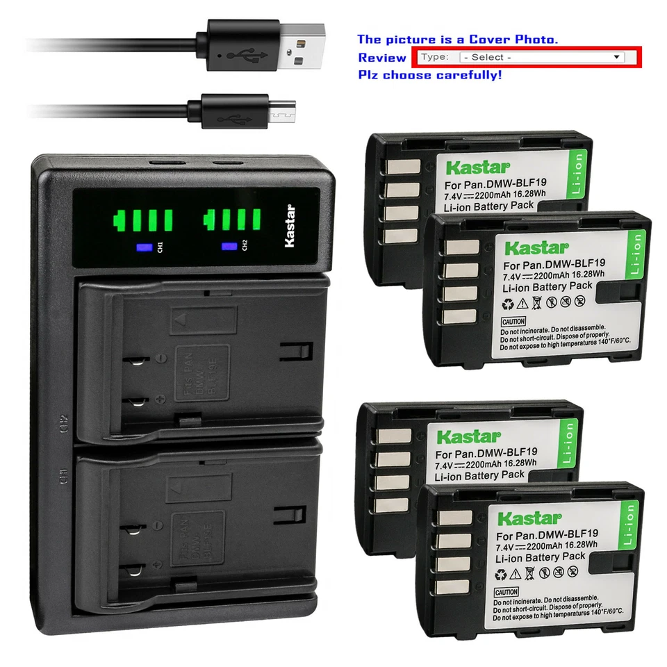 Cargador USB Kastar Batería LTD2 para Panasonic DMW-BLF19 BLF19E y Lumix DMC-GH4A Foto 1 de 4