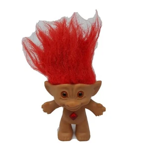 Vintage Russ Treasure Troll 6" Troll With Neon Orange/Red Hair - Picture 1 of 6
