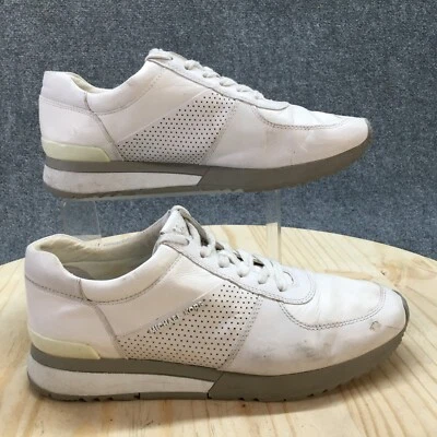 Michael Kors Zapatos Mujer 10 M Tenis Cuero Blanco Con Cordones Parte Superior Baja HL16A Foto 1 de 4