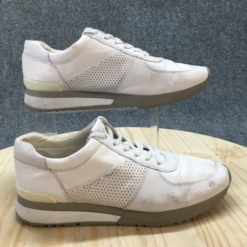 Tênis Michael Kors Feminino 10 M Couro Branco com Cadarço Parte Superior Baixa HL16A - Imagem 1 de 4