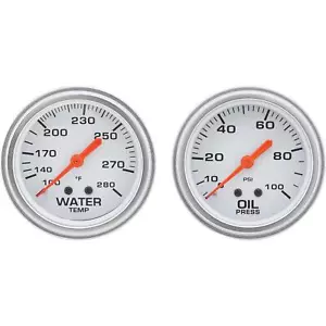 Speedway 2-5/8 Inch Oil Press and Water Temp Gauge Kit, Backlit White Face - Picture 1 of 8