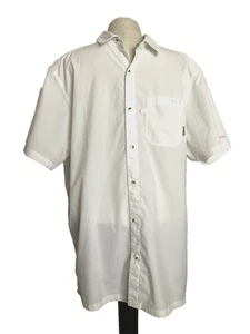 COLUMBIA PFG White Short Sleeve Button Front Shirt Sz L - Picture 1 of 10
