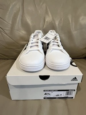 Adidas Kids Grand Court 2.0K Sneaker GW6511 White/Black NIB Size 4.5 — 第 1/4 张图片