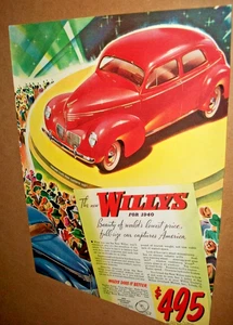 1940 Willys large-mag color car ad -Willys on stage at car show $495 - Picture 1 of 1