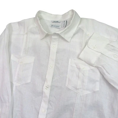 Cubavera Mens Guayabera Button Up Shirt Long Sleeve 2X White 100% Linen - Image 1 of 4