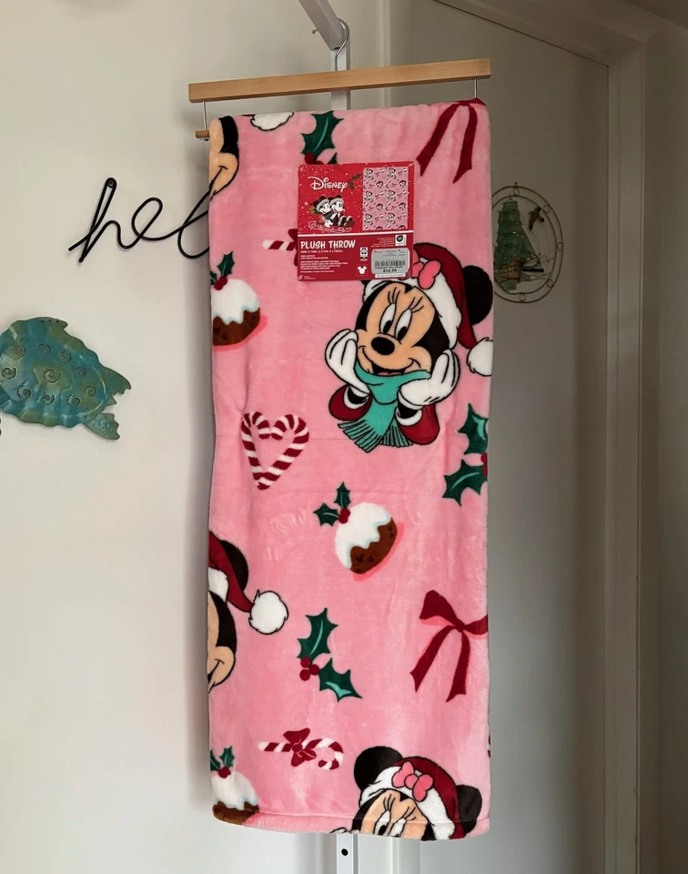 Новый Disney Микки и Минни-Маус розовый рождественский плед 50 «x 70» Санта - Изображение 1 из 1