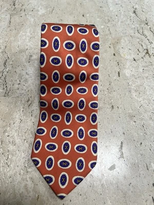 Corbata Land’s End Vintage 100% Seda - Patrón de Fichas de Poker - Naranja, Púrpura, Crema Foto 1 de 3