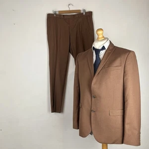 Ben Sherman 2 Piece Suit Men’s 44R Brown Tanned Jacket 38W 32L Trousers - Picture 1 of 23