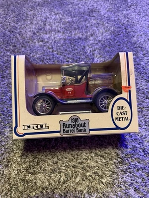 FORD MODEL T BARREL - 1918 RUNABOUT DIECAST COIN BANK TRUE VALUE - ERTL 1:25 - Image 1 of 2
