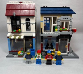LEGO Creator 31026 Bike Shop Cafe Buildings + 4 Custom Minifigs Incomplete