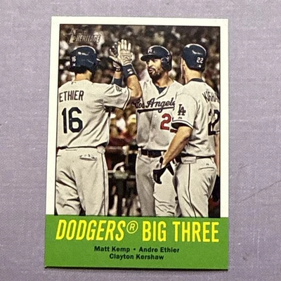 2012 Topps Heritage Dodgers Big Three Kemp Ethier Clayton Kershaw #412 - Image 1 of 4