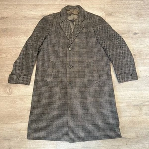 Vintage Crombie Pure Wool Houndstooth Tweed Overcoat Made in England 40R - Bild 1 von 16
