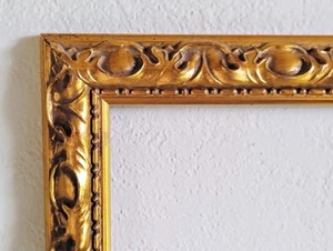 Vintage Ornate Gold Gilt Faux Wood Resin ? Frame 14" x 20" Fits 11.5" x 17.5" - Picture 1 of 22