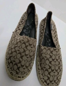 Zapatos sin cordones Coach alpargata monograma firma C marrón talla 8B - Imagen 1 de 4