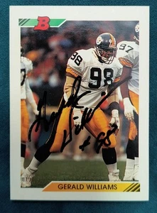 Gerald Williams #514 Signed Steelers Football Trading Card 1992 con supporto - Foto 1 di 4