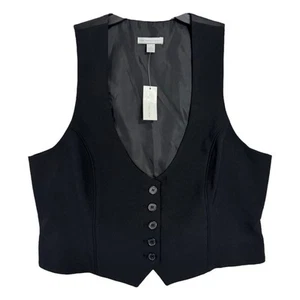 NEW NY&C Black Waistcoat Vest Size 16 Cropped Tailored Grunge Dark Academia Y2K - Picture 1 of 9