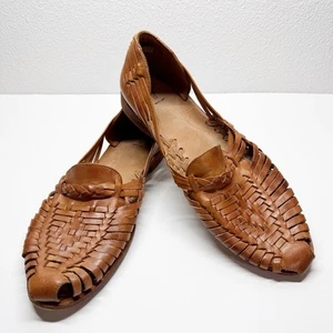 Frye Heather Huarache Leather Flats Brown Size 10B - Picture 1 of 10