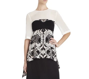 NUOVO TOP BCBG MAX AZRIA RUNWAY ESEN STAMPATO IN SETA NZP1Q842/M638A TAGLIA XS - Foto 1 di 4