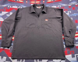 VINTAGE 90s Ben Davis Work Shirt Men’s Large Black Work Wear Mens USA Made - Picture 1 of 10
