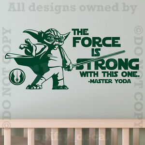 Star Wars Yoda The Force Is Strong With This One Vinyl Wall Decal Sticker 