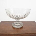 Victorian Large Crystal Cut Glass Oval Pedestal Bowl / Centrepiece C19th