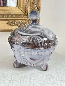 Ancienne Bonbonnière tripode dans le gout de Portieux - Marbré opaline de foire - Picture 1 of 5