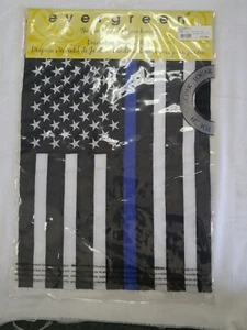 Evergreen Garden Flag Thin Blue Line Police Department Law Enforcement - Picture 1 of 4