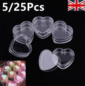 5-25x Mini Clear Plastic Heart Shape Storage Box Beads Container Cases Organizer - Picture 1 of 26