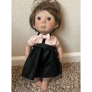 Lee Middleton Real Life Like Looking Girl Doll in Pink&Black Dress Brown Hair  - Picture 1 of 4