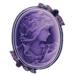 Colgante Broche Estilo Antiguo CAMEO Violeta Púrpura - Imagen 1 de 3