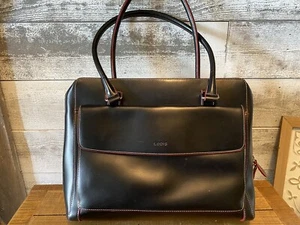 Lodis Leder Laptoptasche schwarz und rot mit Zierleiste mit Organisationstasche 14Bx12Hx3D - Bild 1 von 13