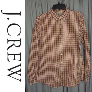 J. Crew Red Yellow Plaid Button L Large Shirt - Picture 1 of 7