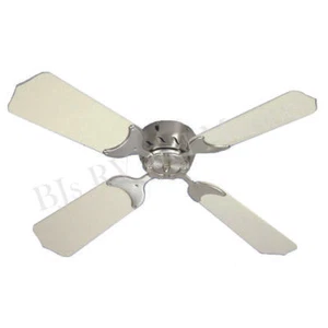 12V RV Remote Ceiling Fan Motorhome Nickel Base Oak Blades 36" Smooth and Quiet - Bild 1 von 2