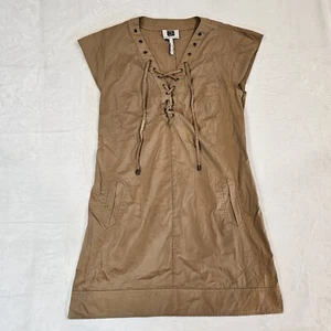 Womens 6 Brown Tunic Dress Laundry By Design Stretch Lace Up Pocket Knee Western - Picture 1 of 7