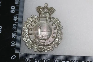 IRISH CAP BADGE IRISH LIGHTS VICTORIAN CROWN WHITE METAL - Picture 1 of 2