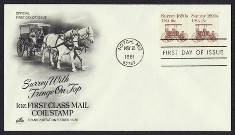 #1907 18c Surrey-Pair, Art Craft FDC **ANY 5=FREE SHIPPING** Cover