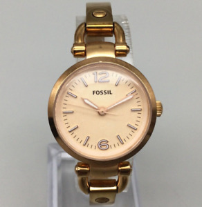 Fossil Georgia Watch Women 26mm Rose Gold Tone 50M Stainless New Battery 6.25"