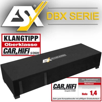 ESX DBX600Q 2 x 165mm Dual Bassreflex Subwoofer Flach Bassbox Auto 600 W. Box - Bild 1 von 4