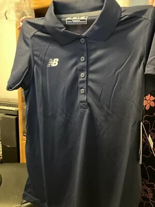 Polo Polo Nuevo Balance Mujer Performance Tech Pequeño SECO Camisa Deportiva Azul Marino - Imagen 1 de 5