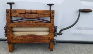 Antico strizzatore vestiti scarpe cavallo universale legno vintage pubblicità primitiva - Foto 1 di 24