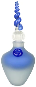 TWIN BROTHERS Art Glass Studio Perfume Scent Bottle Frosted Blue Hand Blown New - Picture 1 of 3