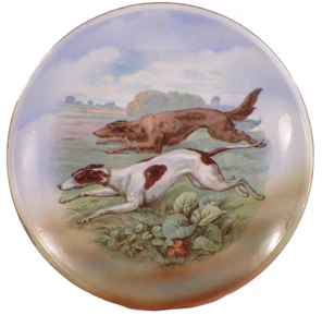 Hunting Dogs Cabinet Plate Jack Russell Terrier Afghan Hand Painted Porcelain - Picture 1 of 5