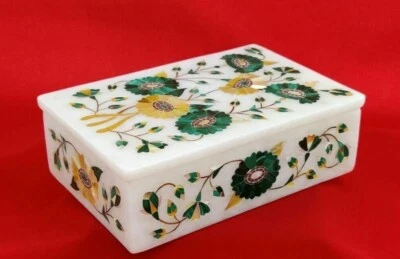 6" x 4" x 2" Marble Jewelry Box Semi Precious stones Floral Handmade Inlay - Image 1 of 3