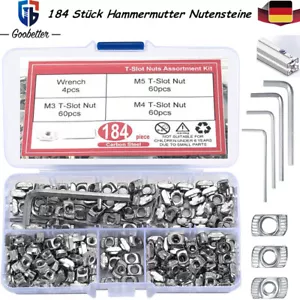 184 Stück Hammermutter Nutensteine Sortiment Kit M3 M4 M5 Aluprofile Nutensteine - Bild 1 von 16