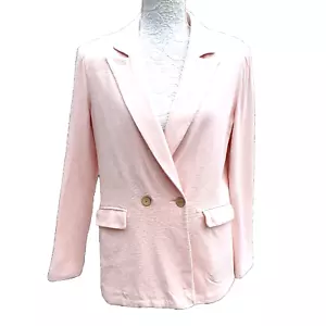 Top Shop Pink Linen Blazer Pockets Summer Women's UK Size 8 - Picture 1 of 8