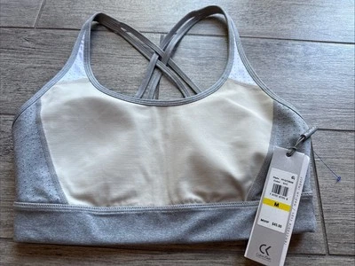 Calvin Klein Women's Performance Sports Bra Grey Ivory White, Medium NEW W/ TAG - Image 1 of 4