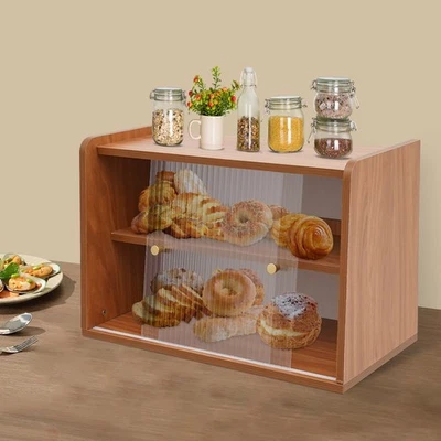 Caja de pan de 2 niveles para encimera de cocina gabinete de almacenamiento Foto 1 de 4