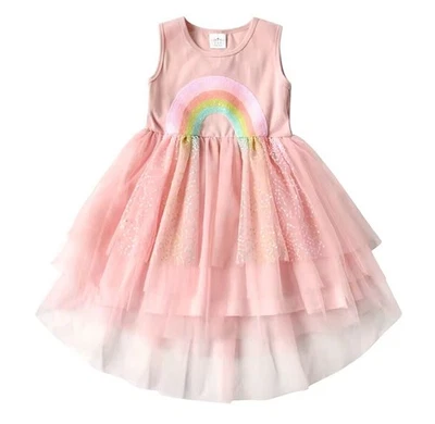 Vestido Tutú Tul Rosa Arco Iris Lentejuelas Los Angeles Boutique Fiesta Cumpleaños 6-7 Usado en Excelente Condición Foto 1 de 4